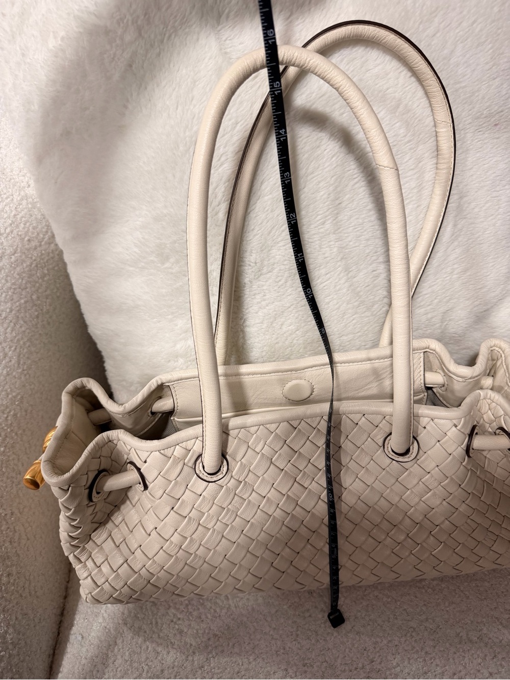 Donna Karan Woven Leather Shoulder Bag in Cream - Picture 6 of 9